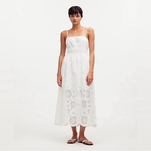 Madewell Dresses & Skirts - Madewell Embroidered Tank Midi Dress in Poplin in White Size: 6, NWT